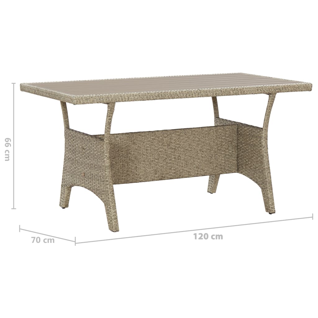 Tuintafel 120X70X66 Cm Poly Rattan Grijs