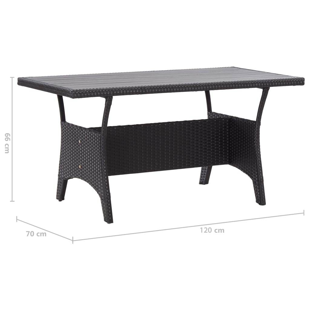 Tuintafel 120X70X66 Cm Poly Rattan Zwart