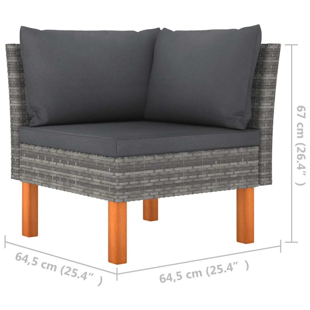 7-teiliges Lounge-Set aus Polyrattan und Eukalyptusholz in Grau