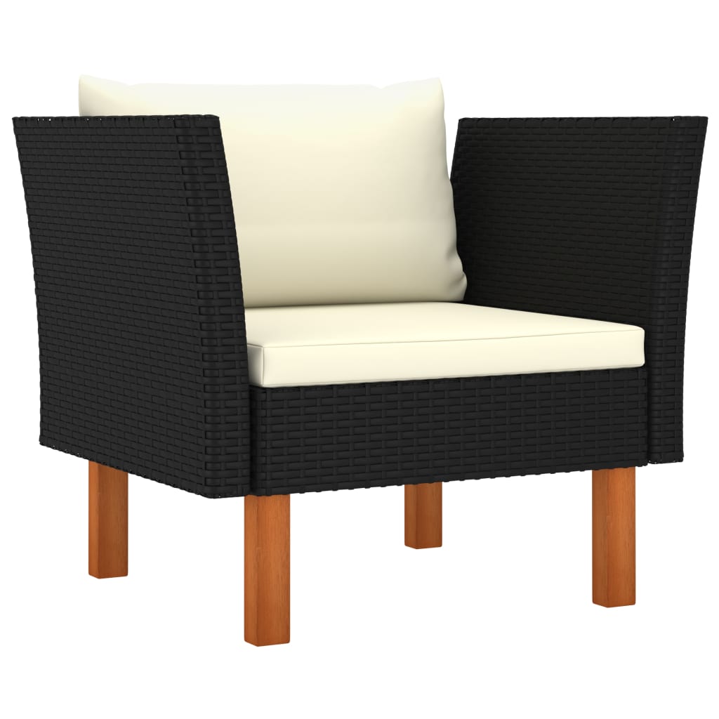 6-Delige Loungeset Poly Rattan En Eucalyptushout Zwart