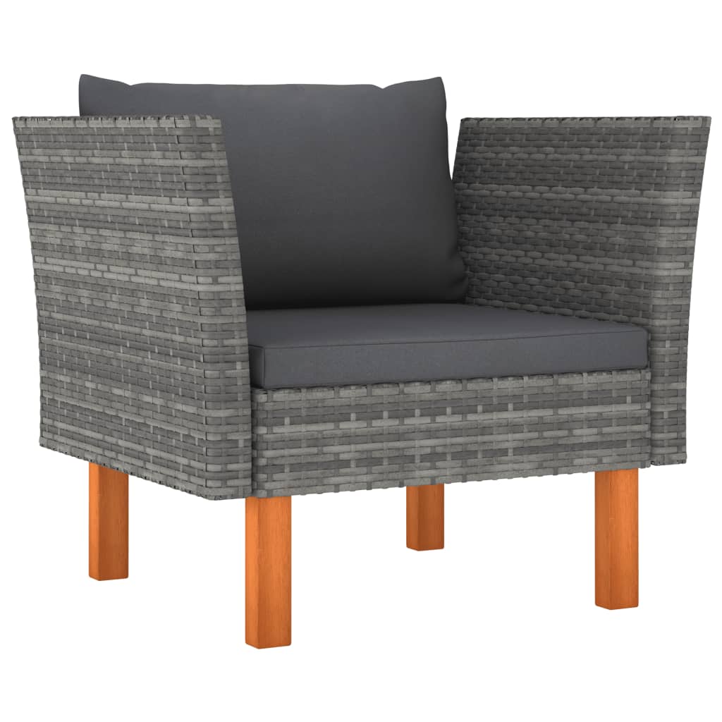 9-Delige Loungeset Poly Rattan En Eucalyptushout Grijs