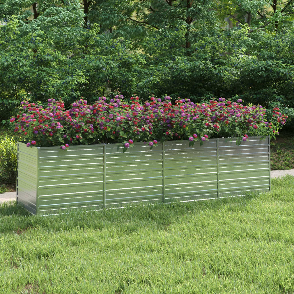 Plantenbak Verhoogd 320X80X77 Cm Gegalvaniseerd Staal Zilver
