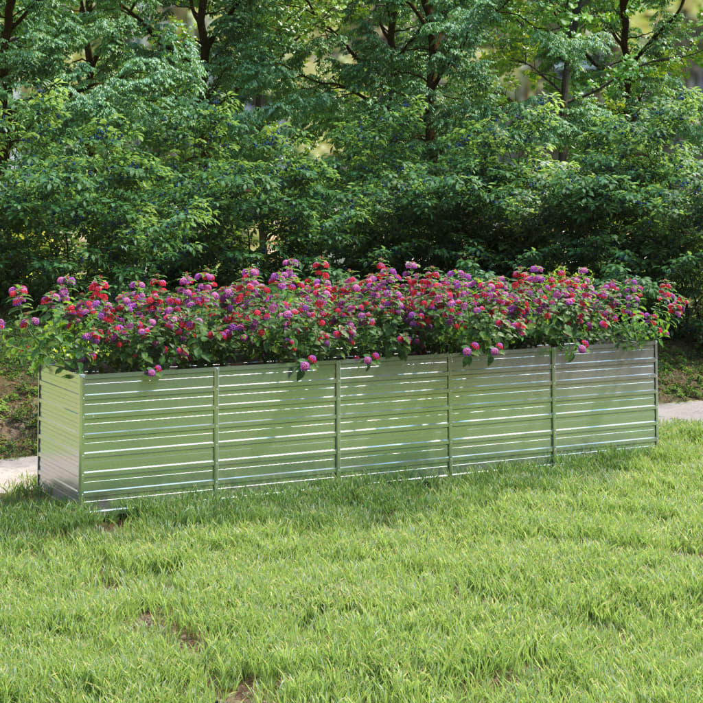 Plantenbak Verhoogd 400X80X45 Cm Gegalvaniseerd Staal Zilver
