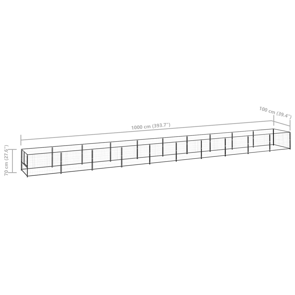 Hundehütte 10 m² Stahl Schwarz