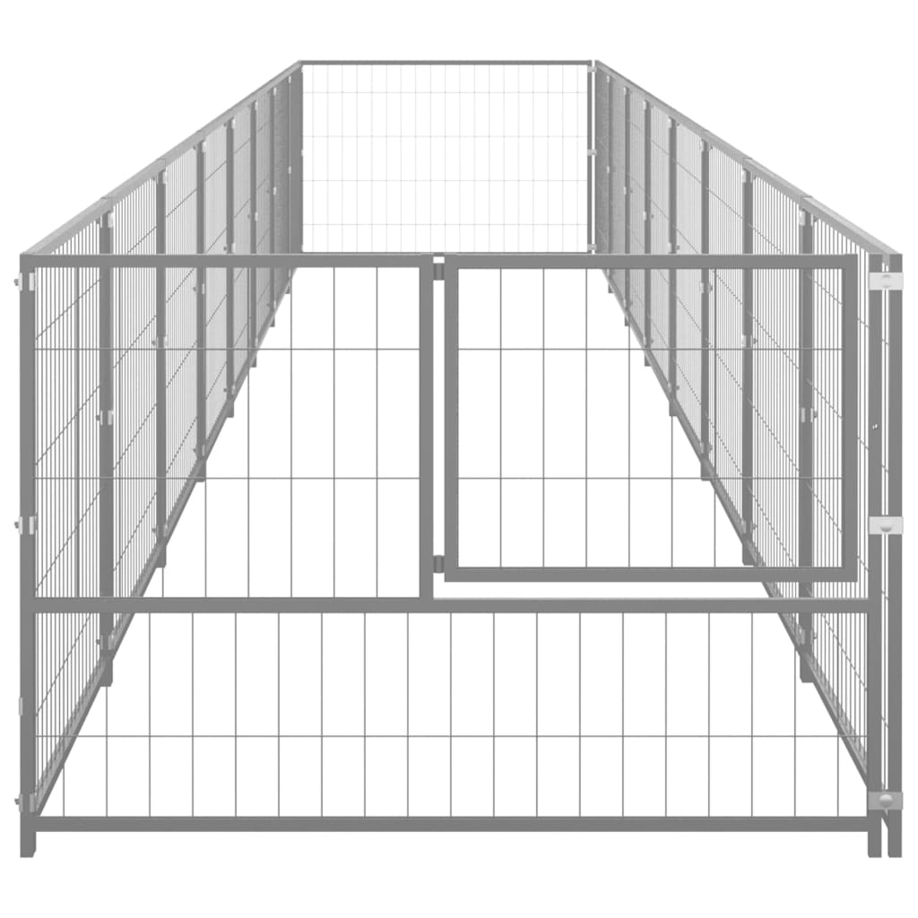 Hondenkennel 8 M² Staal Zilverkleurig