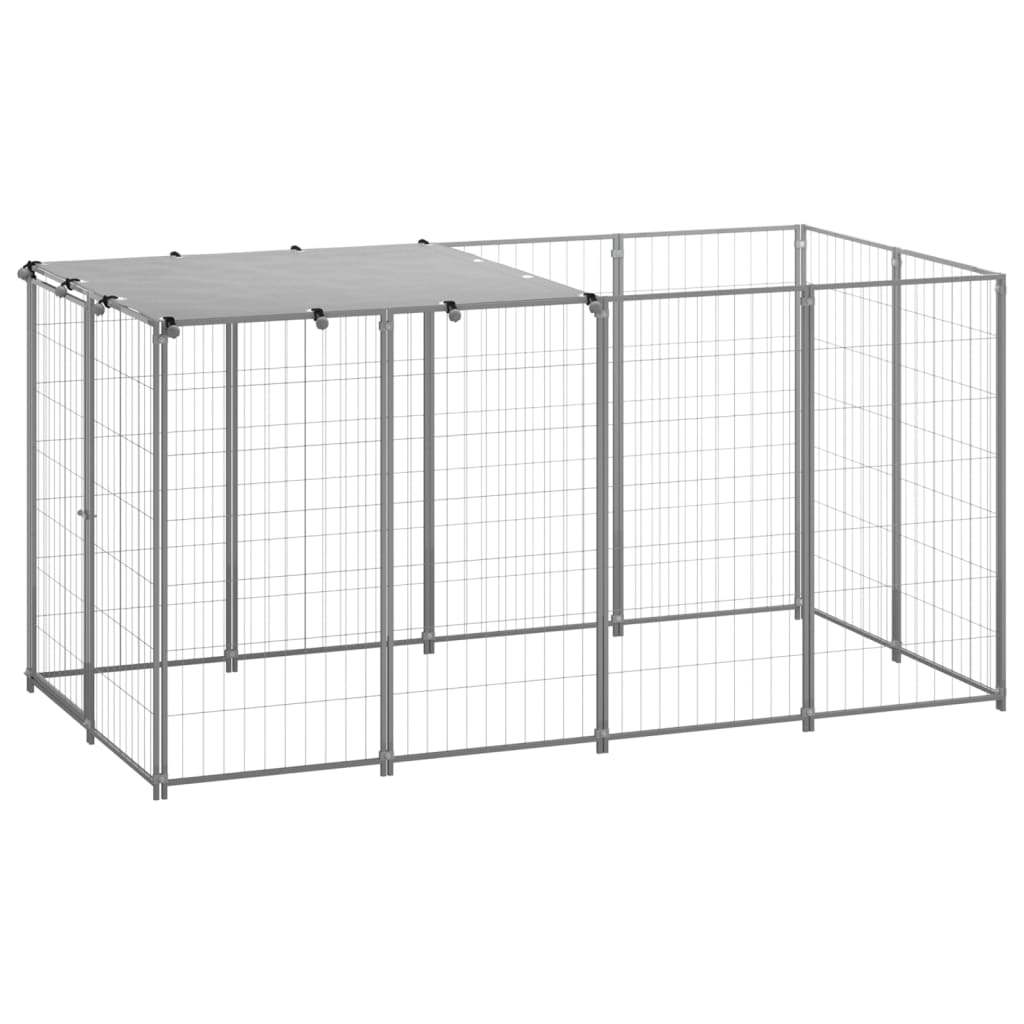 Hundehütte 2,42 m² Stahl silberfarben
