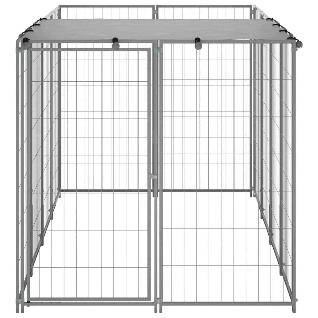 Hundehütte 2,42 m² Stahl silberfarben
