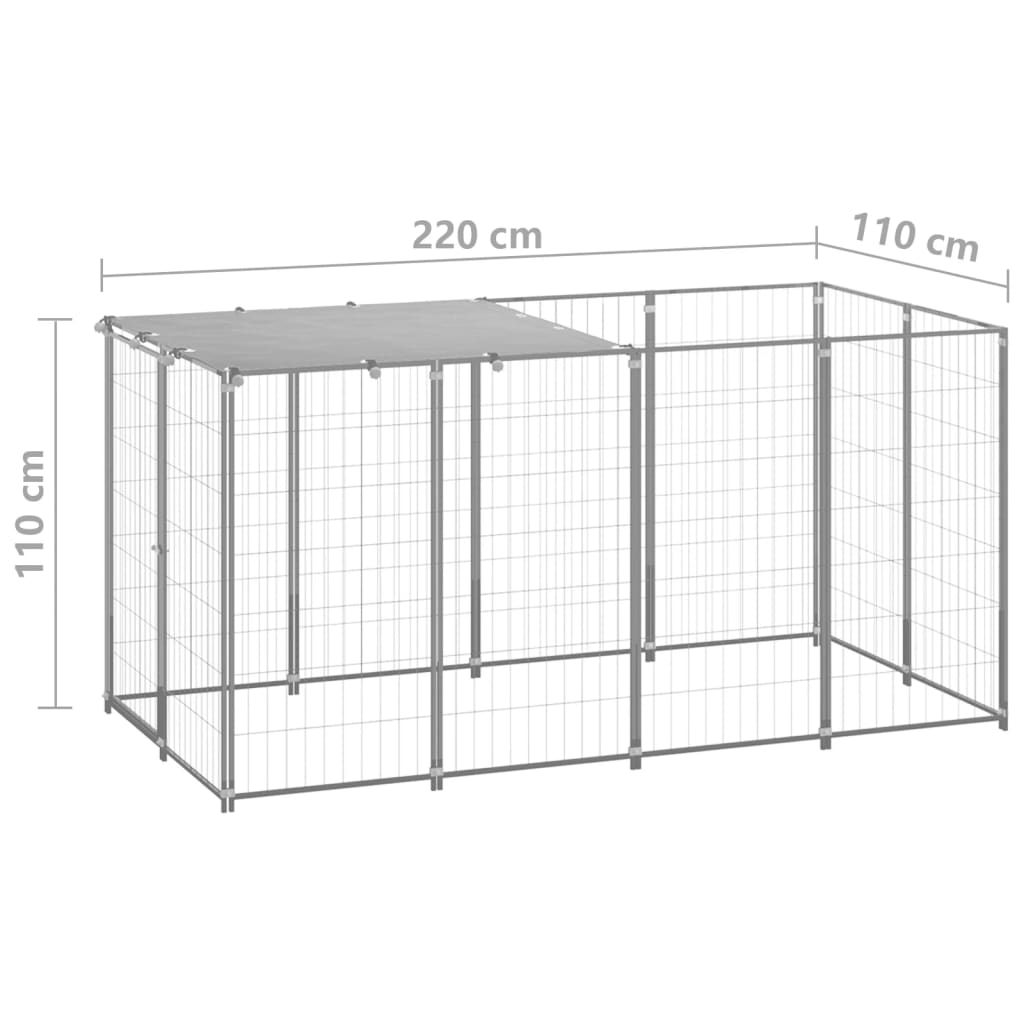 Hundehütte 2,42 m² Stahl silberfarben