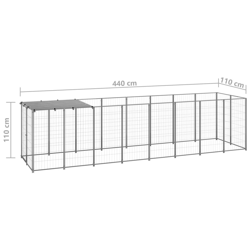 Hundehütte 4,84 m² Stahl silberfarben