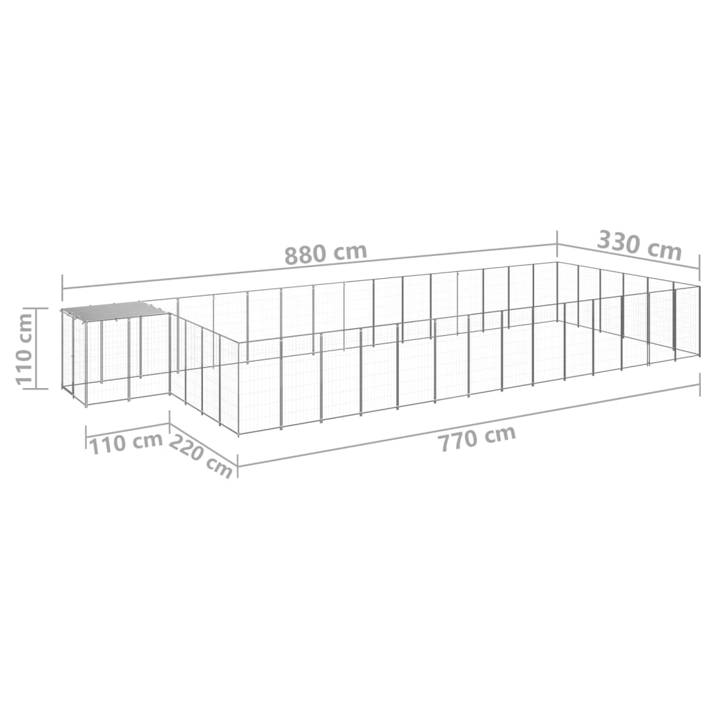 Hondenkennel 26,62 M² Staal Zilverkleurig