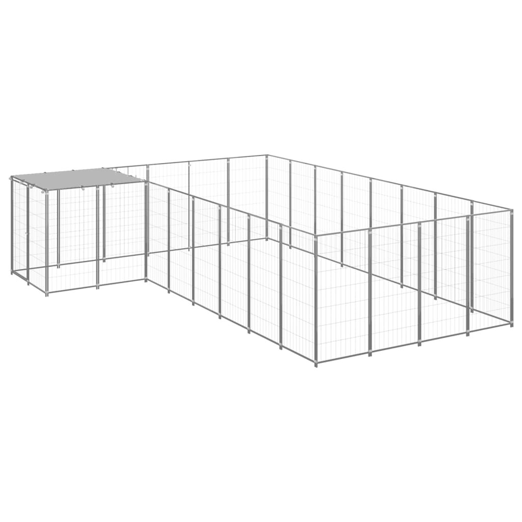 Hondenkennel 10,89 M² Staal Zilverkleurig