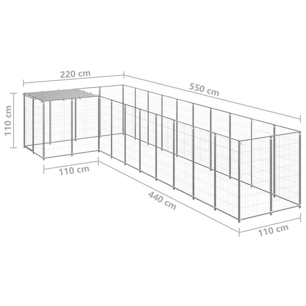 Hundehütte 7,26 m² Stahl silberfarben