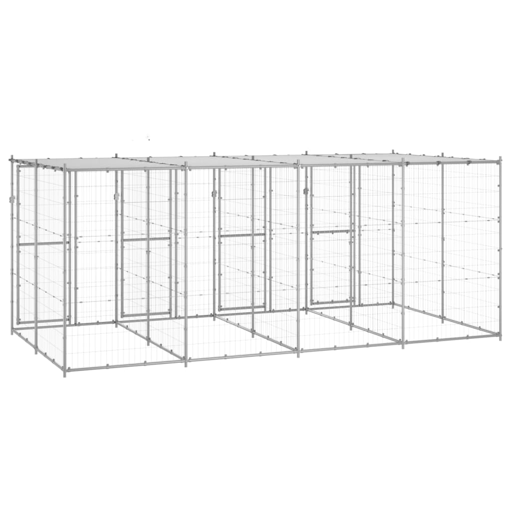 Hondenkennel Met Dak 9,68 M² Gegalvaniseerd Staal