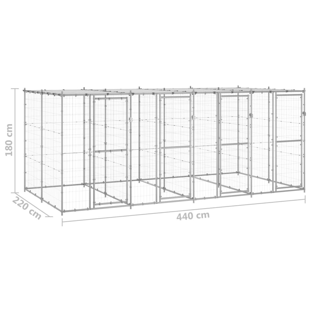 Hondenkennel Met Dak 9,68 M² Gegalvaniseerd Staal