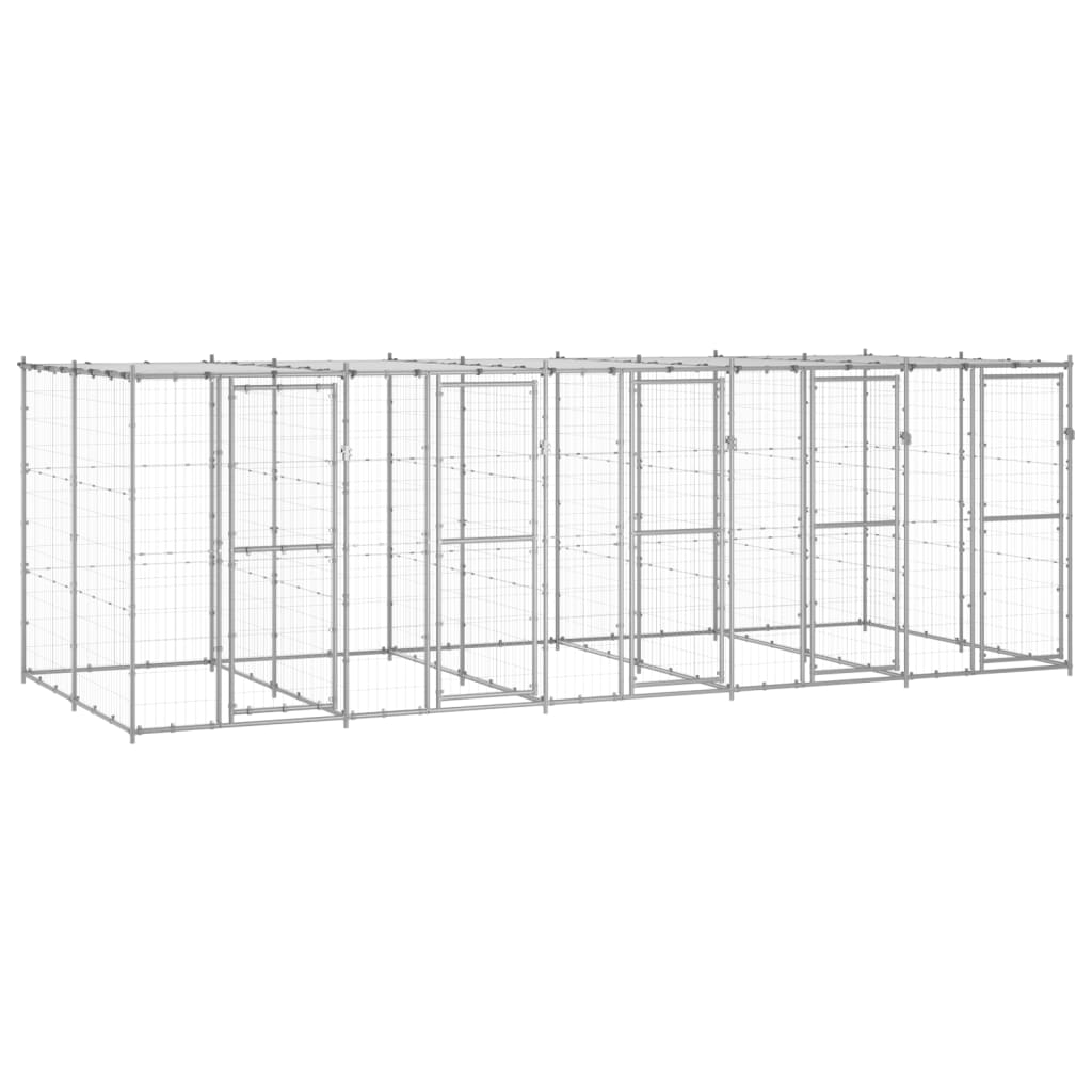 Hondenkennel Met Dak 12,1 M² Gegalvaniseerd Staal