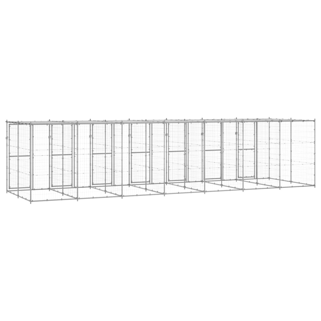 Hondenkennel Met Dak 16,94 M² Gegalvaniseerd Staal