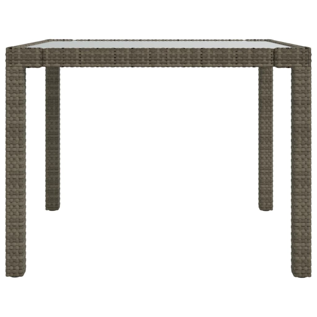 Tuintafel 90X90X75 Cm Gehard Glas En Poly Rattan Grijs