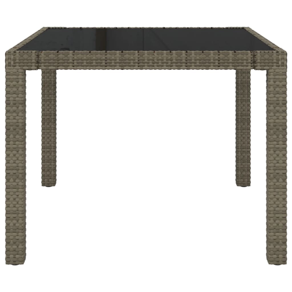 Tuintafel 90X90X75 Cm Gehard Glas En Poly Rattan Grijs