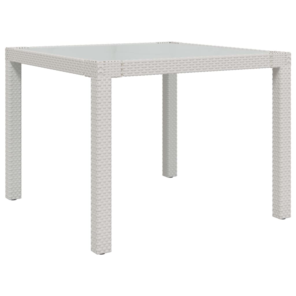 Tuintafel 90X90X75 Cm Gehard Glas En Poly Rattan Wit