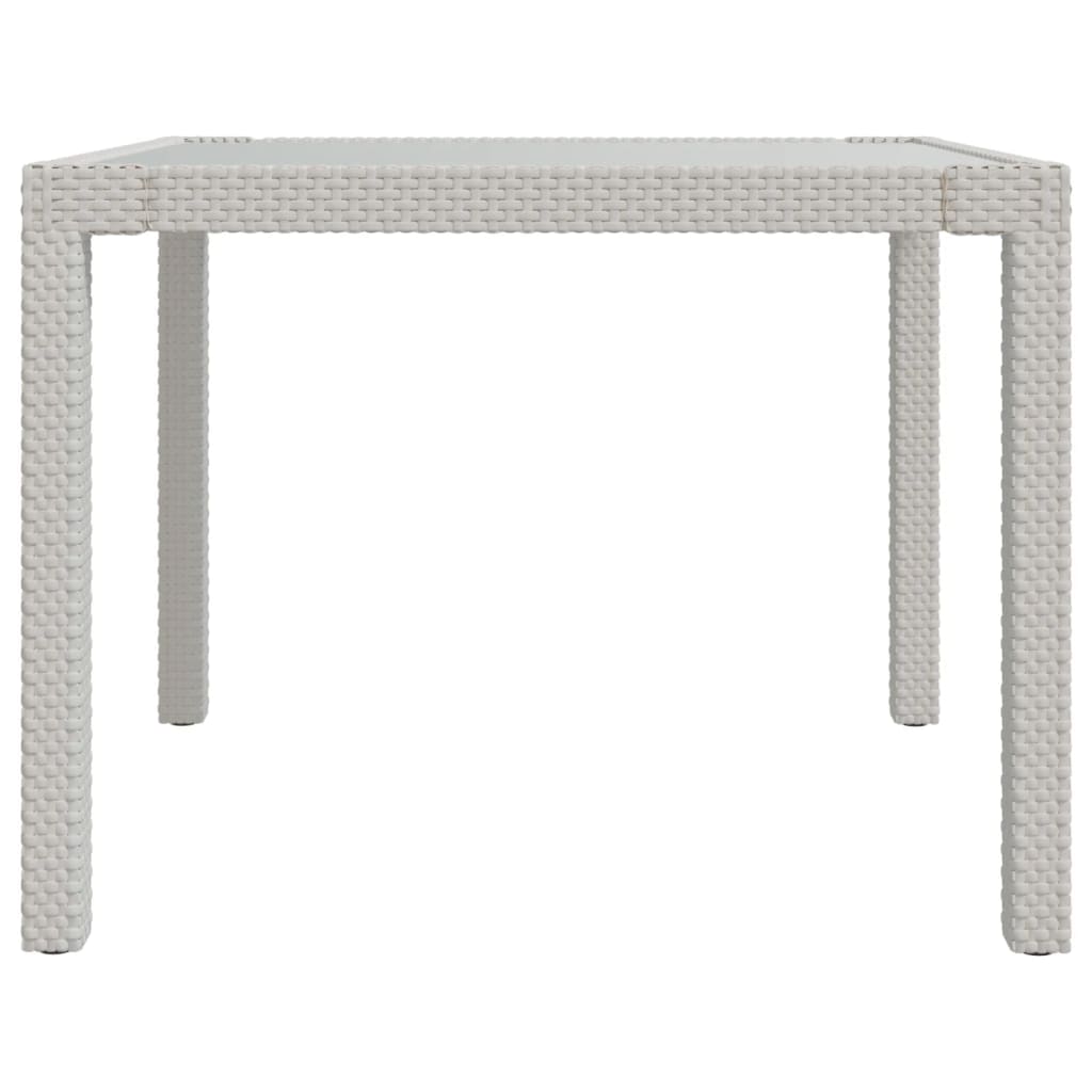 Tuintafel 90X90X75 Cm Gehard Glas En Poly Rattan Wit