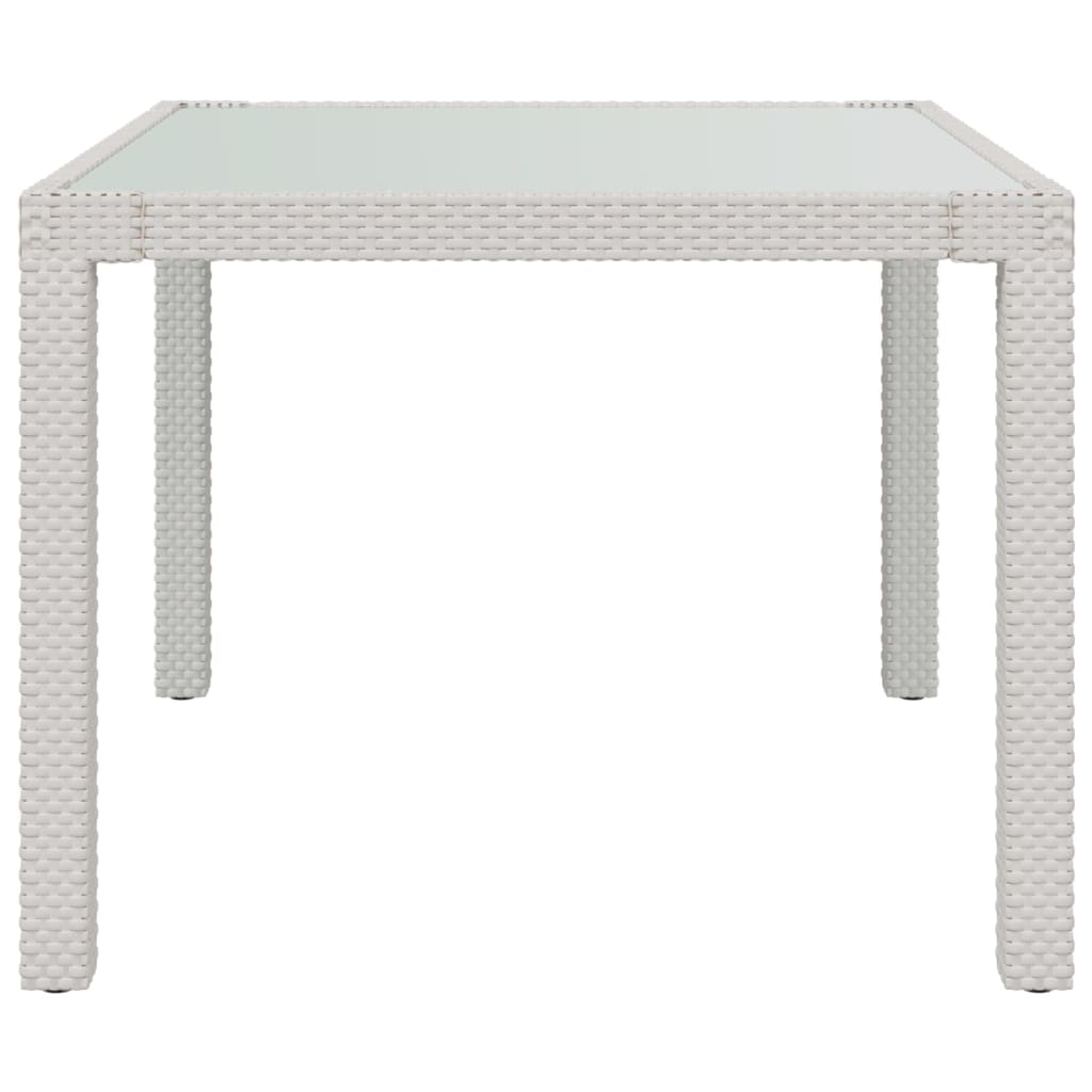 Tuintafel 90X90X75 Cm Gehard Glas En Poly Rattan Wit