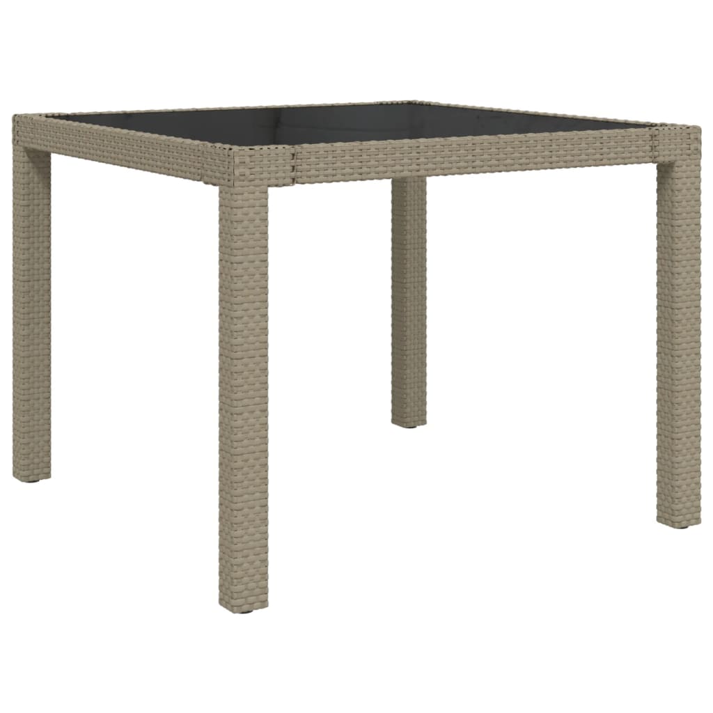 Tuintafel 90X90X75 Cm Gehard Glas En Poly Rattan Beige