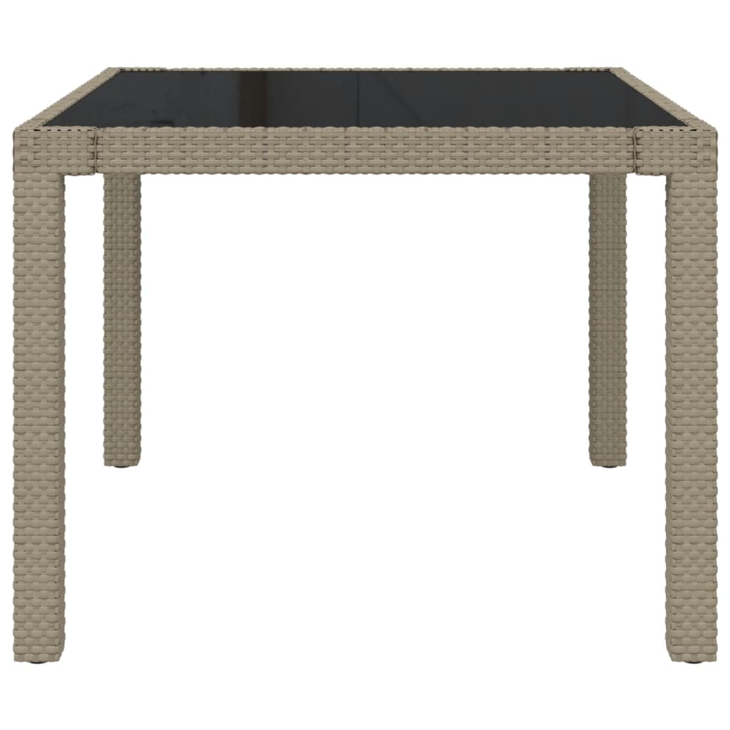 Tuintafel 90X90X75 Cm Gehard Glas En Poly Rattan Beige