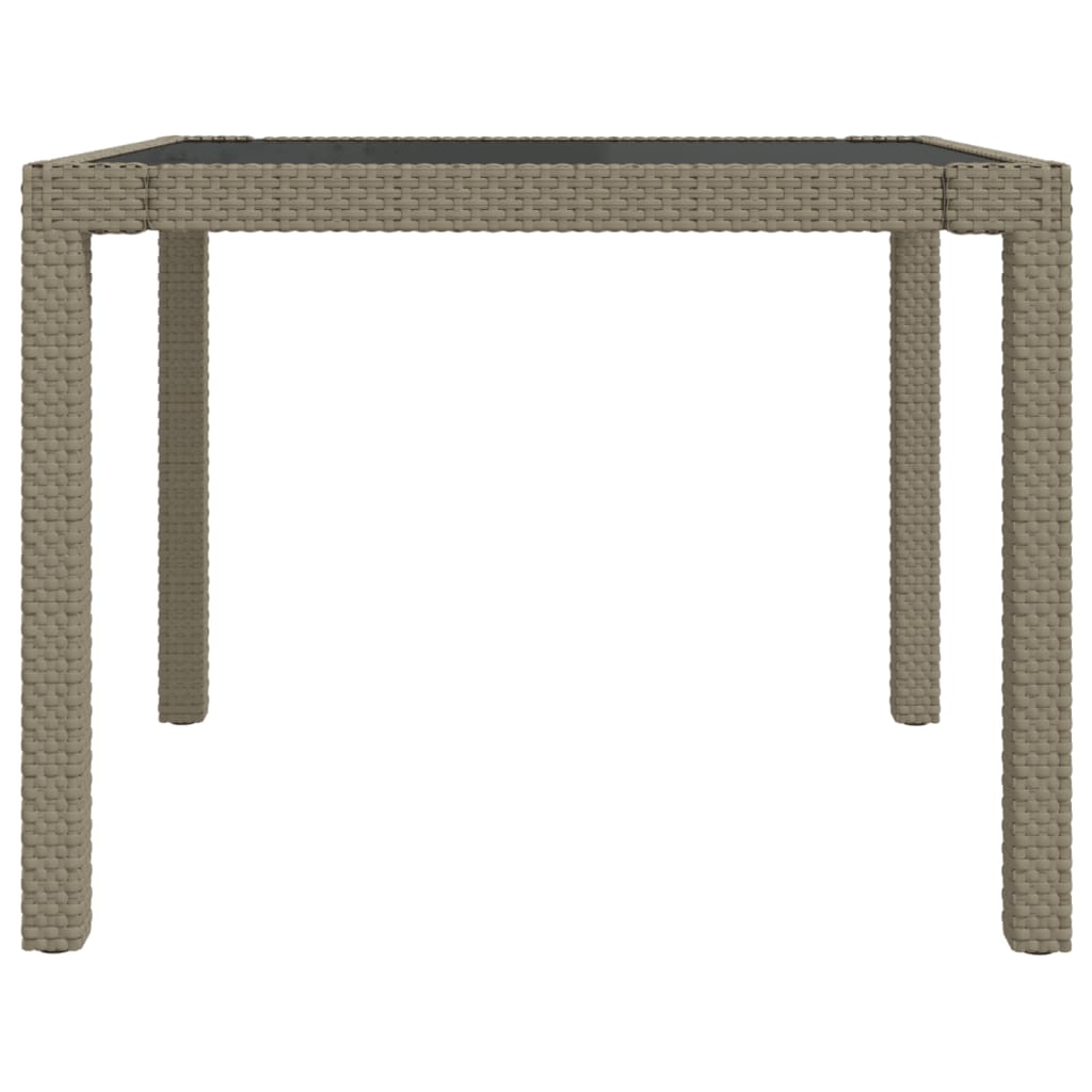 Tuintafel 90X90X75 Cm Gehard Glas En Poly Rattan Beige