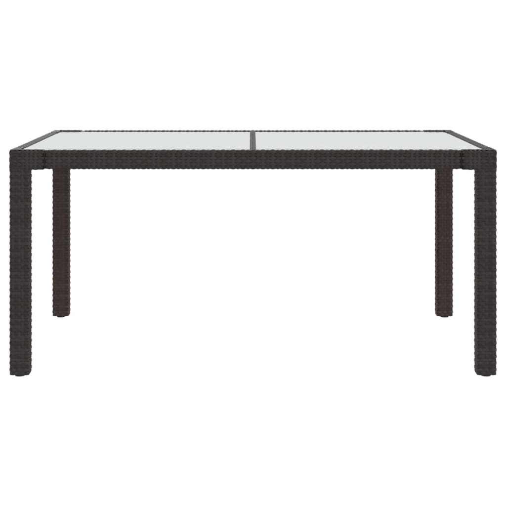 Tuintafel 150X90X75 Cm Gehard Glas En Poly Rattan Bruin