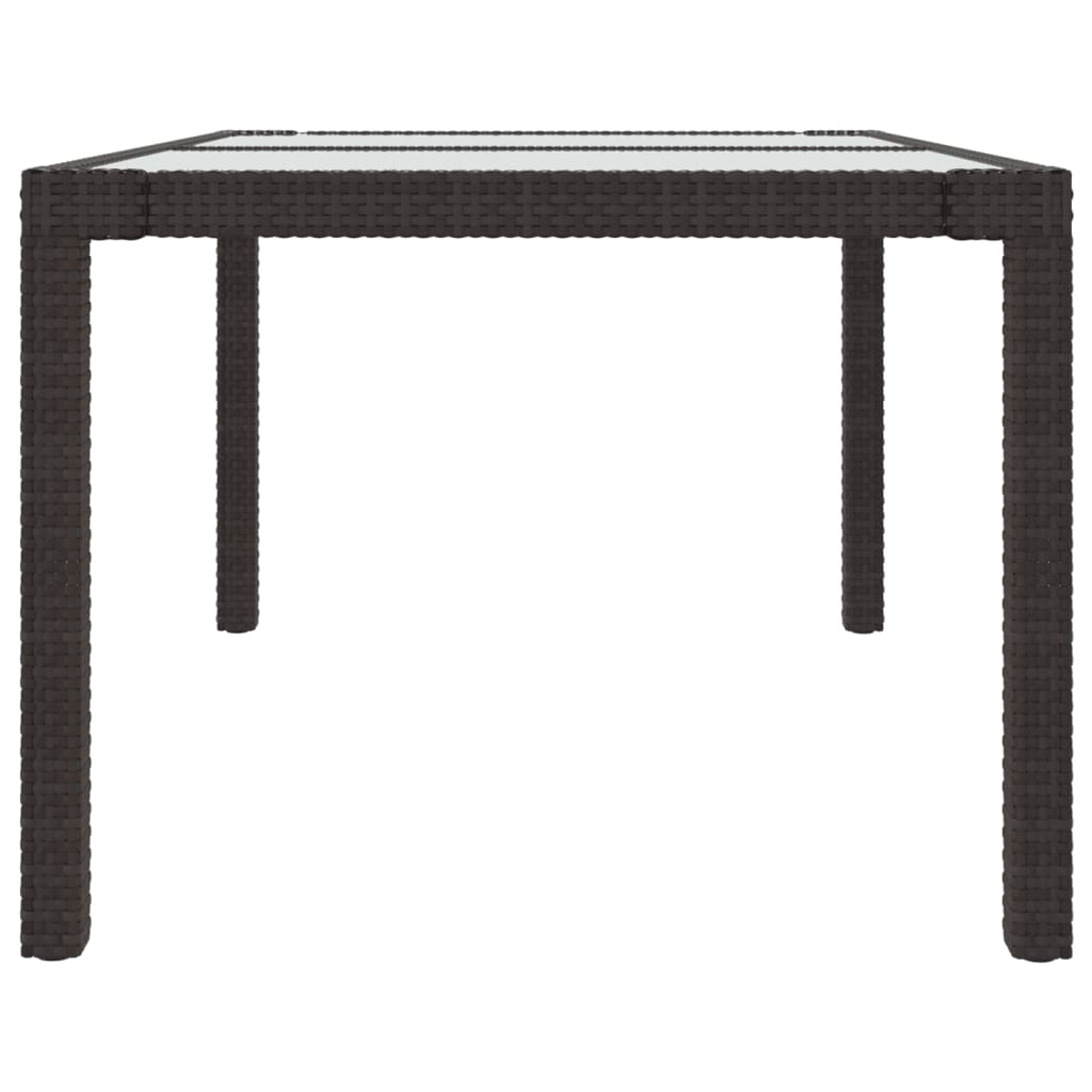 Tuintafel 150X90X75 Cm Gehard Glas En Poly Rattan Bruin