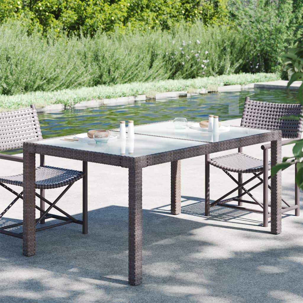 Tuintafel 150X90X75 Cm Gehard Glas En Poly Rattan Bruin