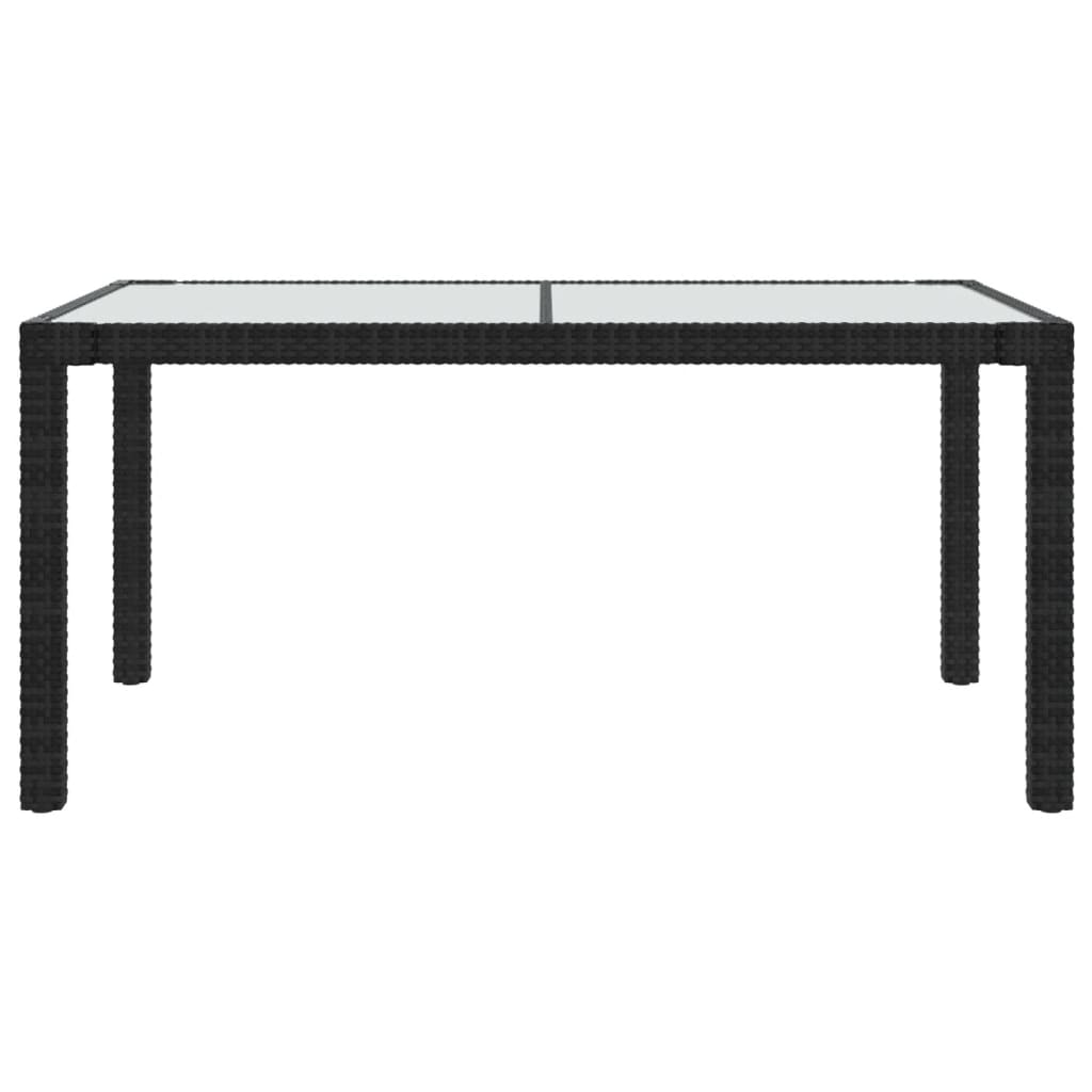 Tuintafel 150X90X75 Cm Gehard Glas En Poly Rattan Zwart