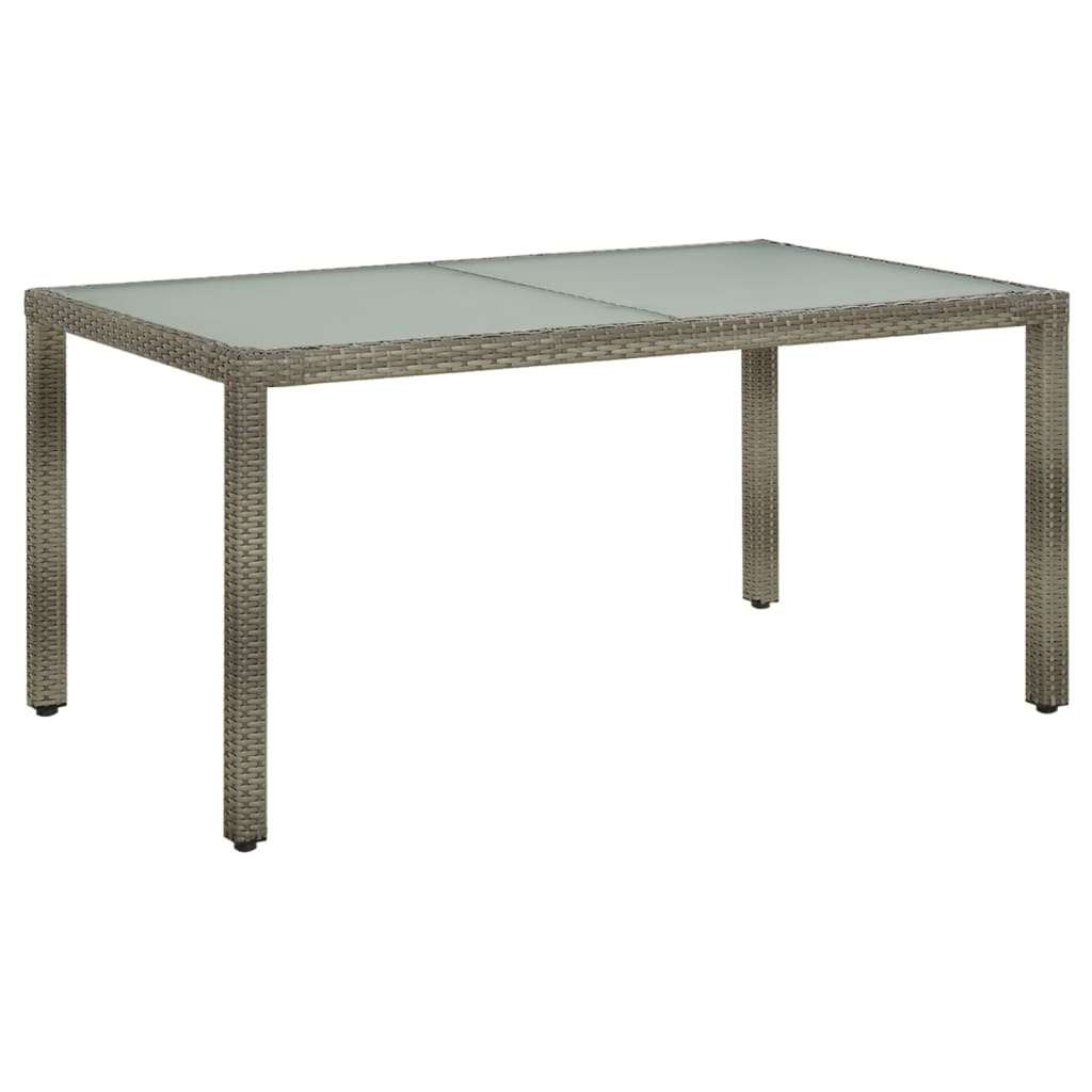 Tuintafel 150X90X75 Cm Gehard Glas En Poly Rattan Grijs