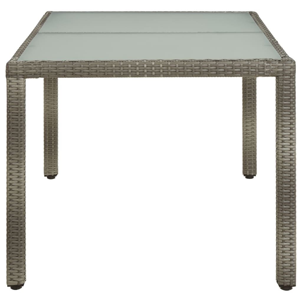Tuintafel 150X90X75 Cm Gehard Glas En Poly Rattan Grijs