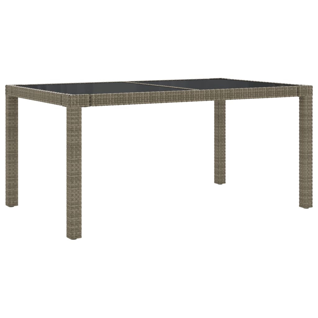 Tuintafel 150X90X75 Cm Gehard Glas En Poly Rattan Grijs