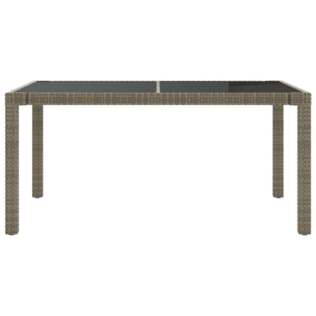 Tuintafel 150X90X75 Cm Gehard Glas En Poly Rattan Grijs