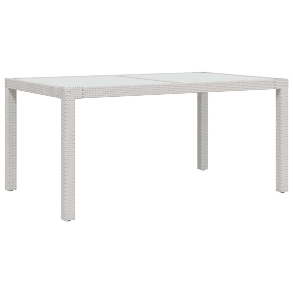 Tuintafel 150X90X75 Cm Gehard Glas En Poly Rattan Wit