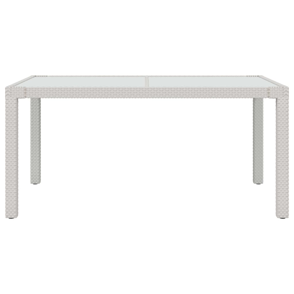 Tuintafel 150X90X75 Cm Gehard Glas En Poly Rattan Wit