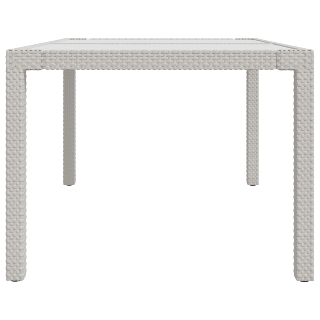 Tuintafel 150X90X75 Cm Gehard Glas En Poly Rattan Wit