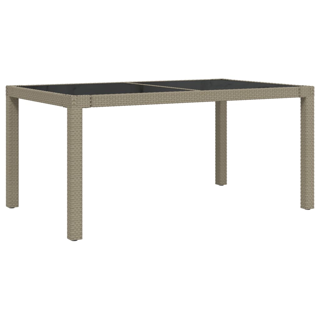 Tuintafel 150X90X75 Cm Gehard Glas En Poly Rattan Beige