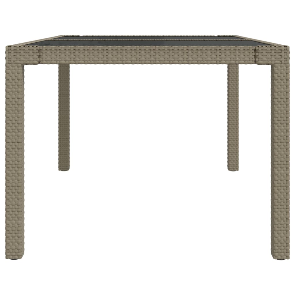 Tuintafel 150X90X75 Cm Gehard Glas En Poly Rattan Beige