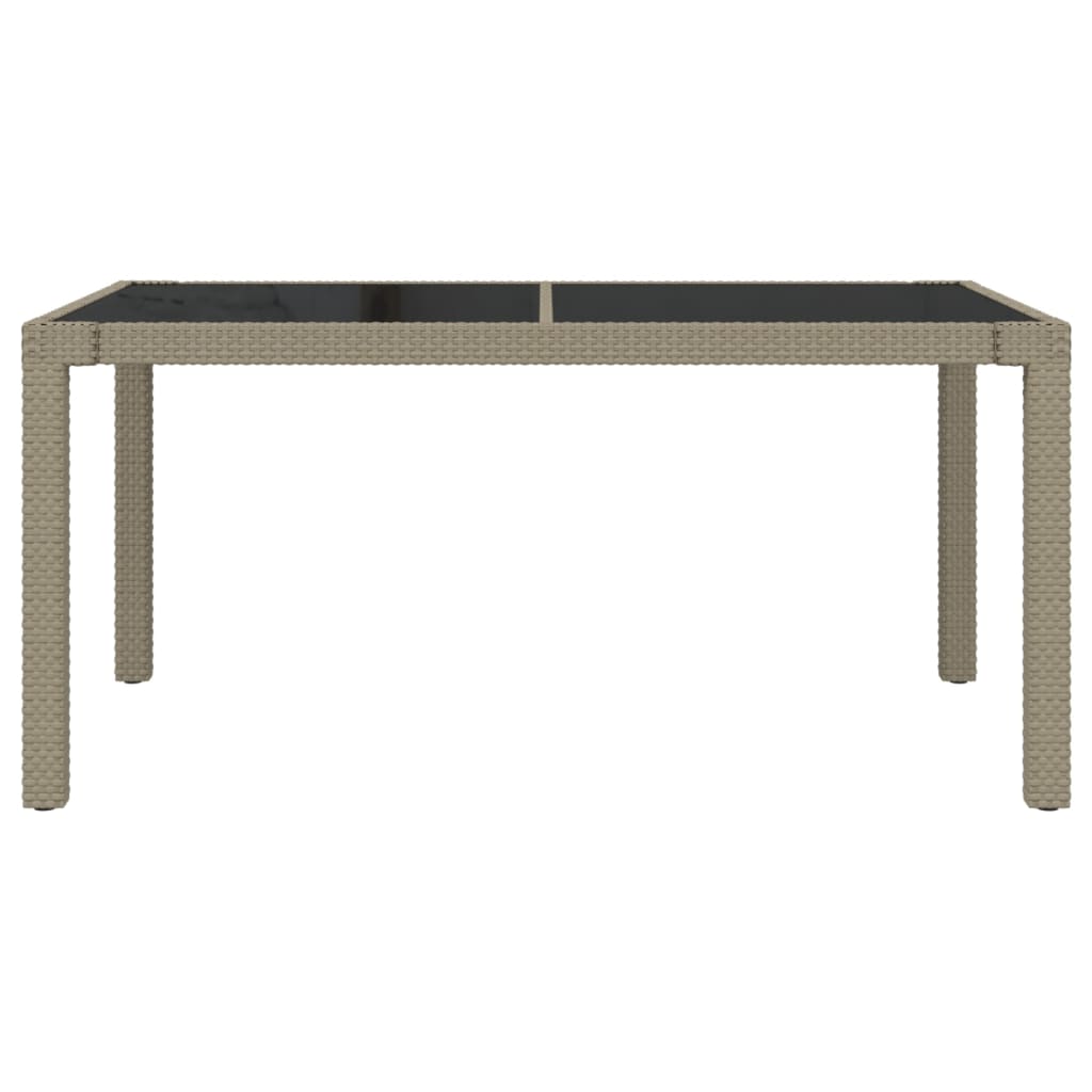 Tuintafel 150X90X75 Cm Gehard Glas En Poly Rattan Beige