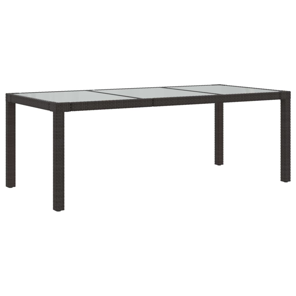 Tuintafel 190X90X75 Cm Gehard Glas En Poly Rattan Bruin