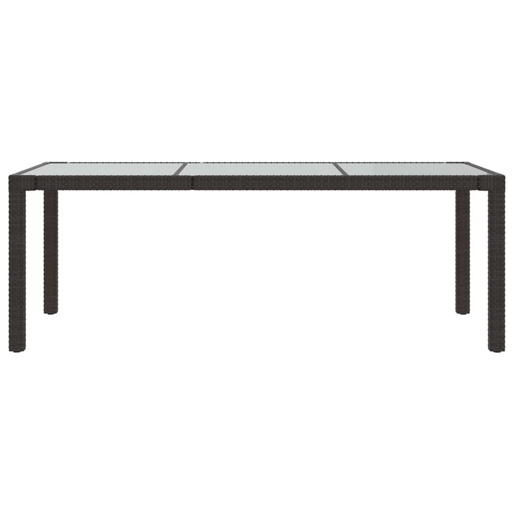 Tuintafel 190X90X75 Cm Gehard Glas En Poly Rattan Bruin