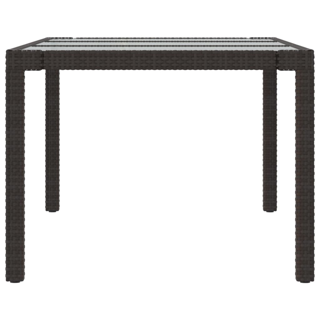 Tuintafel 190X90X75 Cm Gehard Glas En Poly Rattan Bruin
