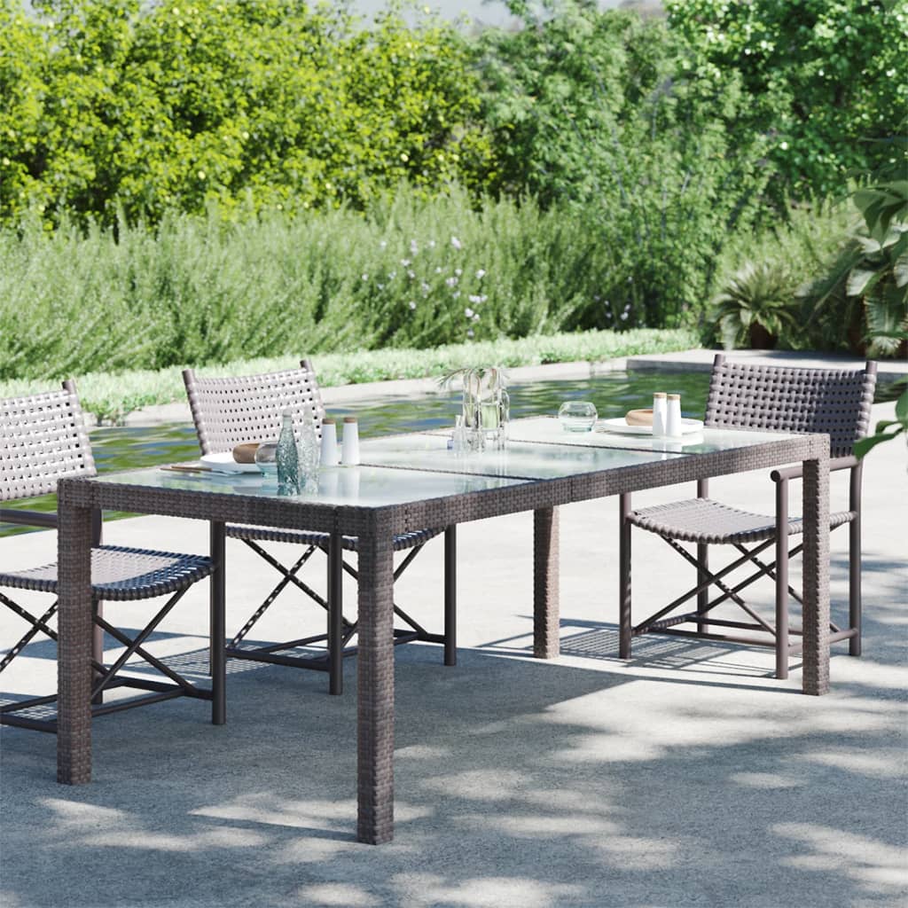 Tuintafel 190X90X75 Cm Gehard Glas En Poly Rattan Bruin