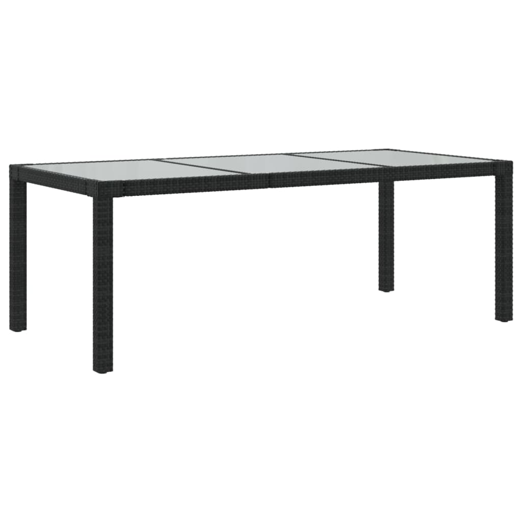Tuintafel 190X90X75 Cm Gehard Glas En Poly Rattan Black