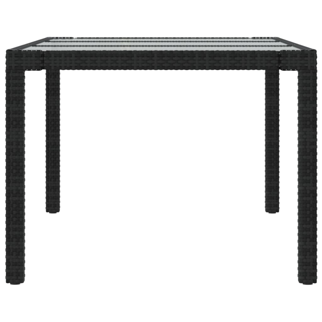 Tuintafel 190X90X75 Cm Gehard Glas En Poly Rattan Black