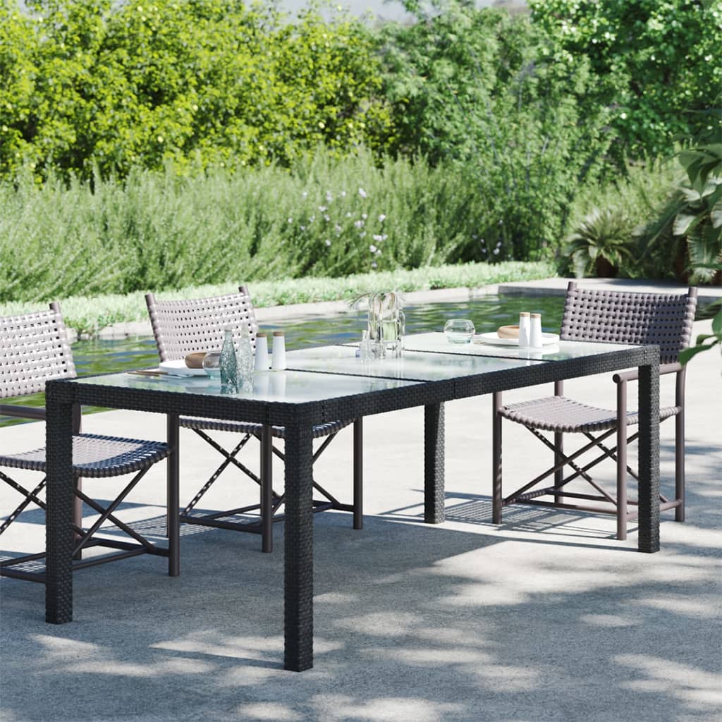 Tuintafel 190X90X75 Cm Gehard Glas En Poly Rattan Black