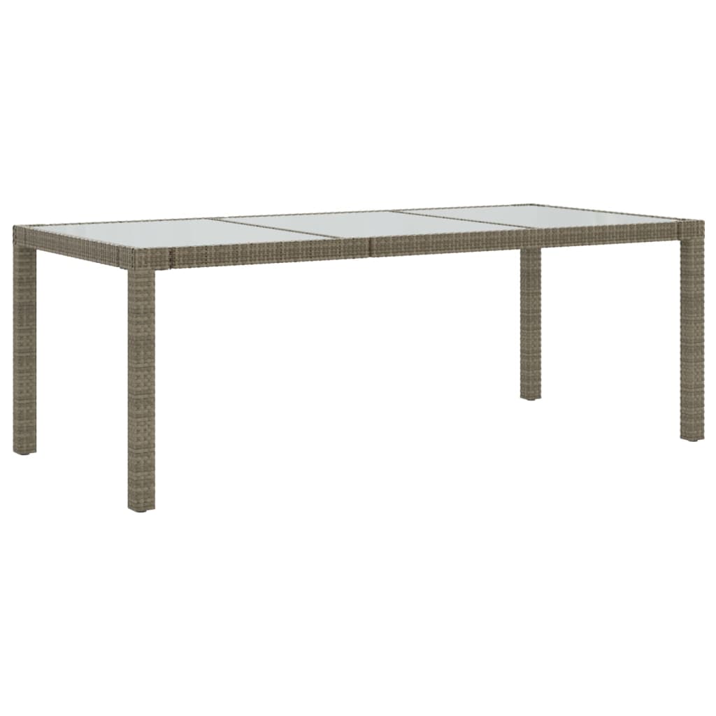 Tuintafel 190X90X75 Cm Gehard Glas En Poly Rattan Grijs